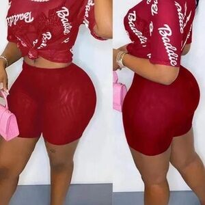 Baddie Red Graphic Two-Piece Outfit
